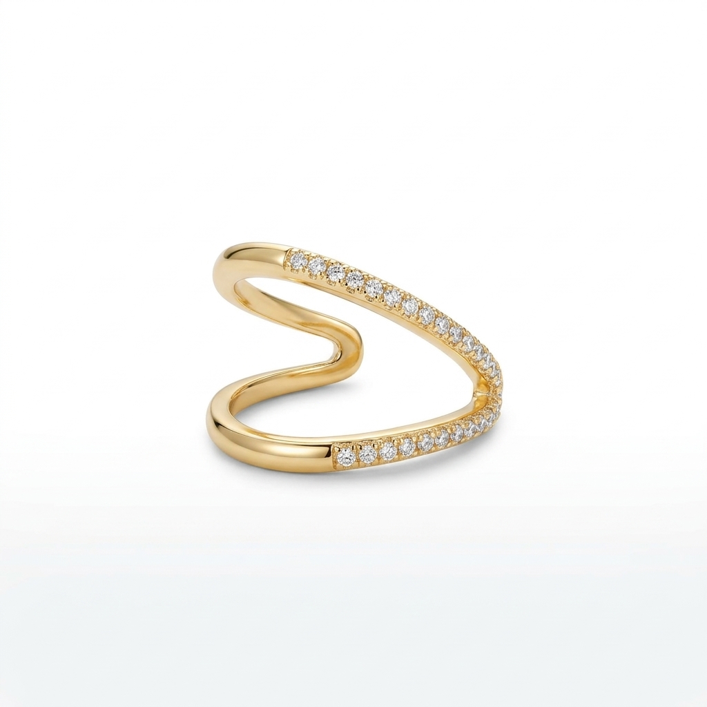 Twin Arc Crystal Open Ring